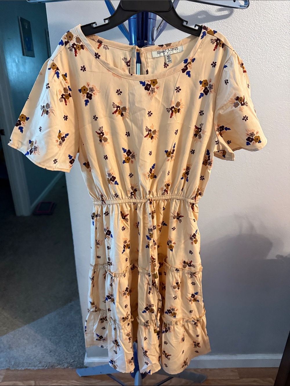 Children's Cream Floral Tiered Casual Dress